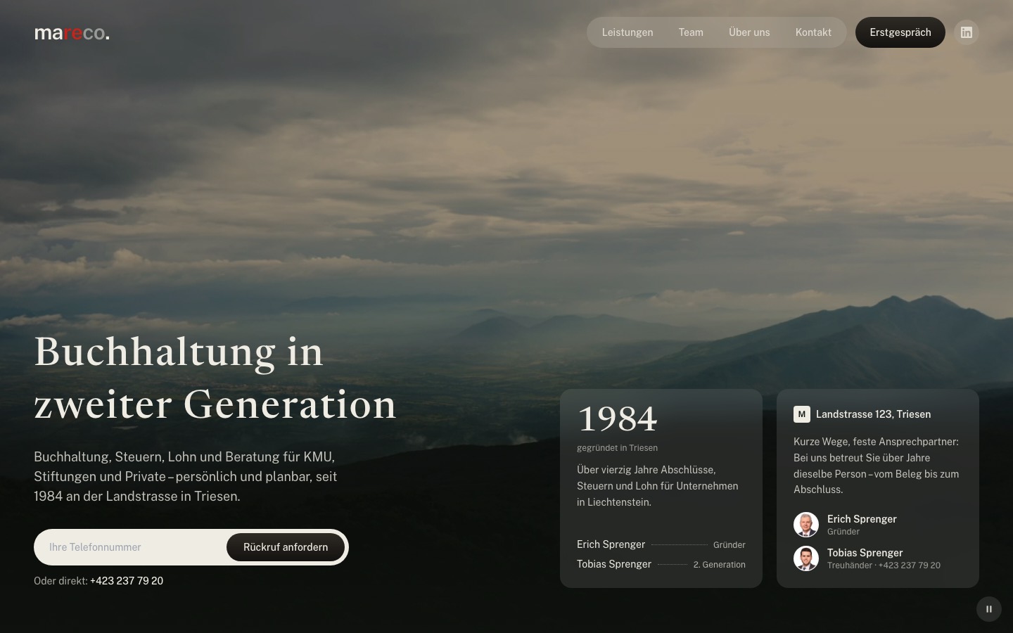 Neue Website von mareco Treuhand, Entwurf von Digital Dreher